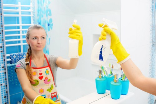 Carpet cleaning technician preparing equipment before a service appointment